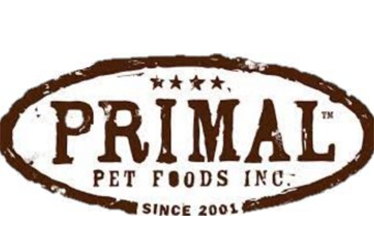 The Primal Pet Foods Inc. brand logo is an oval shape with a rough, rustic design. The word "PRIMAL" is prominently displayed in large, distressed brown text, with "Pet Foods Inc." in smaller text below. The logo also includes the phrase "Since 2001" at the bottom.